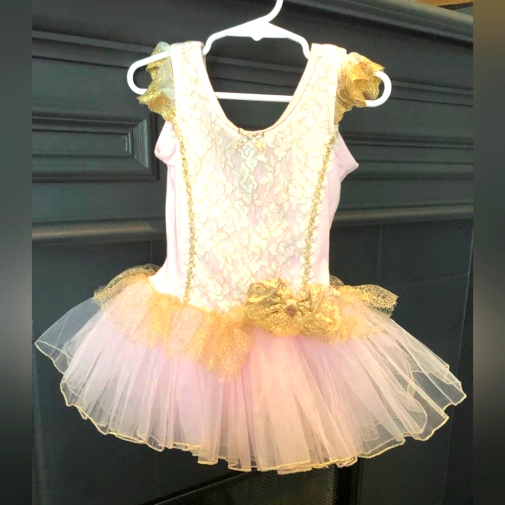Pink & Gold princess ballet tutu for dance or dress up leotard